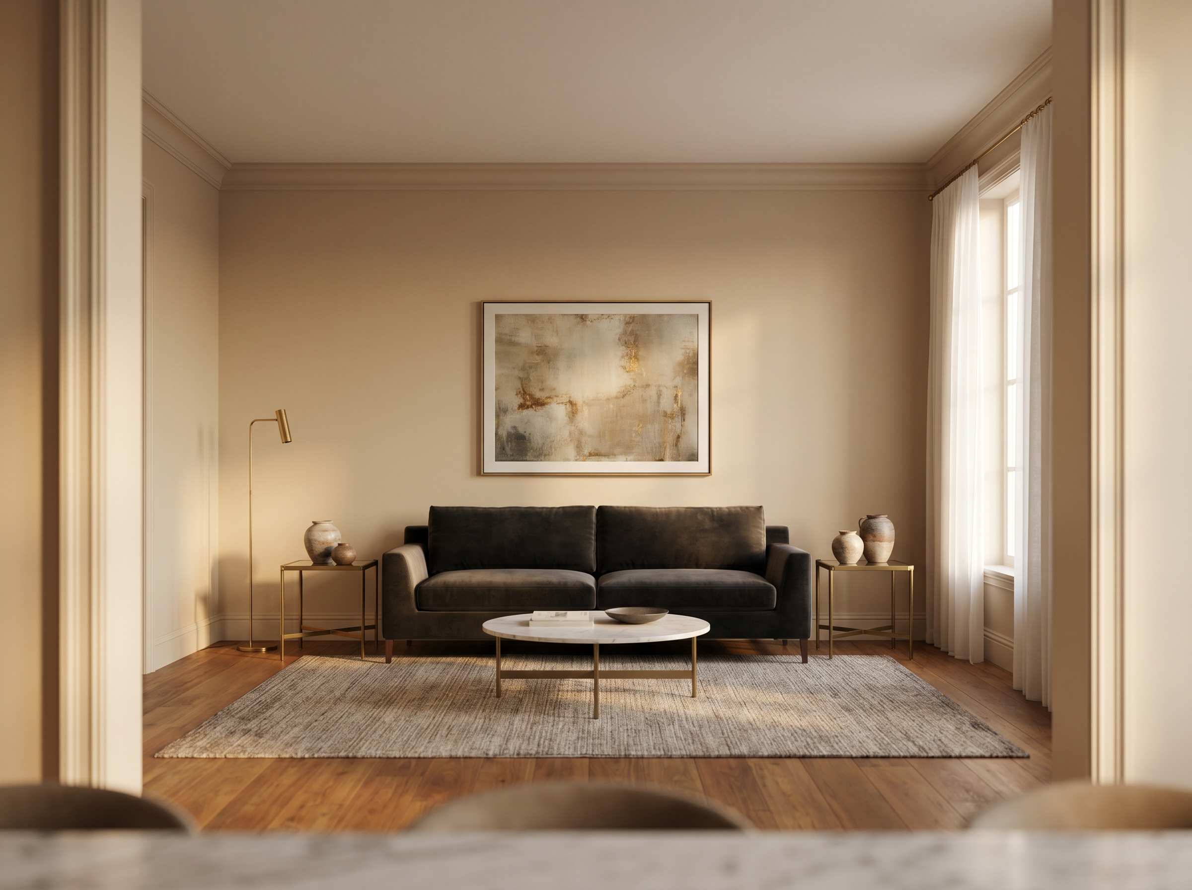 Living room before wallpaper installation