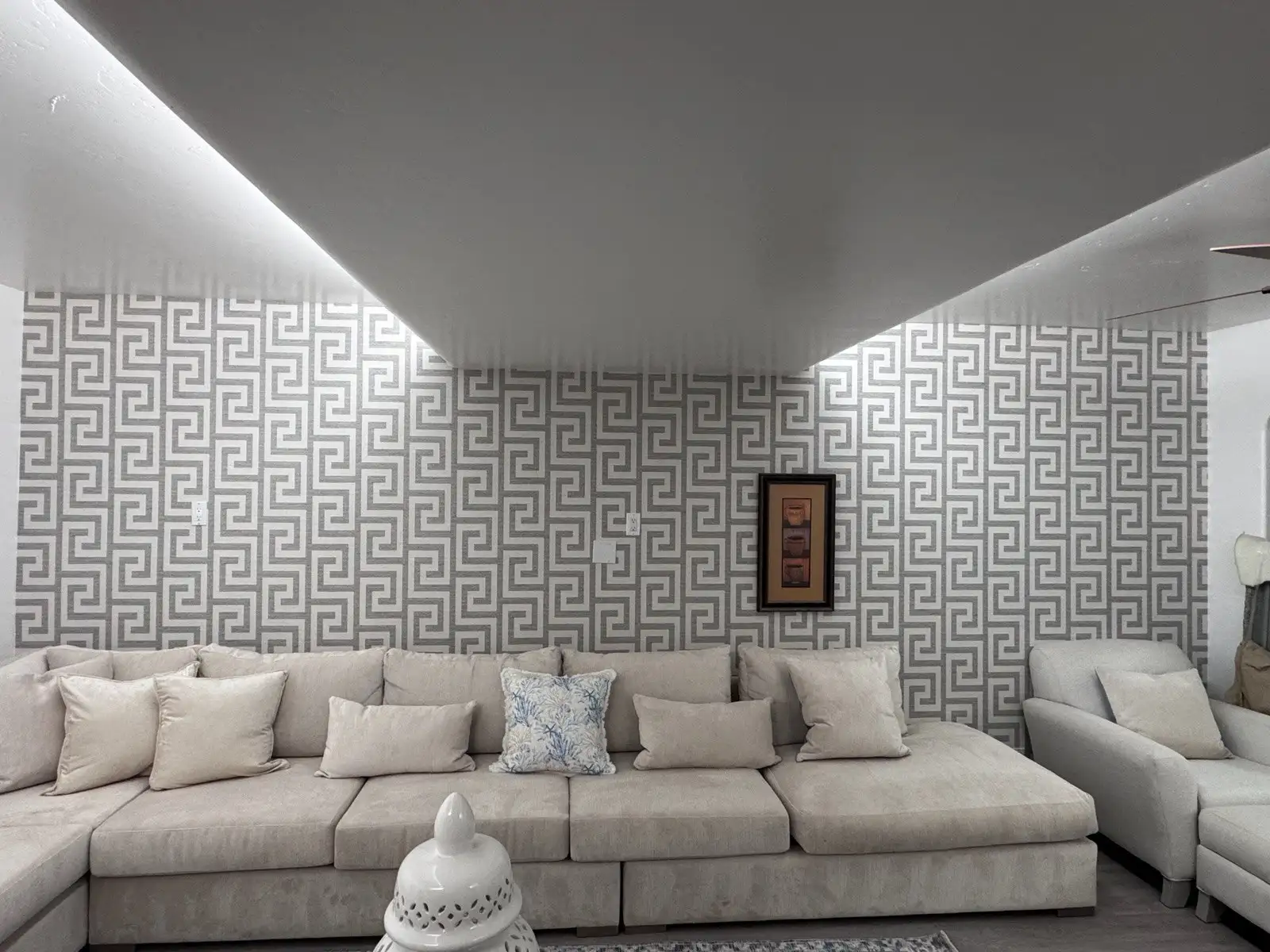 Residential wallpaper installation - elegant living room