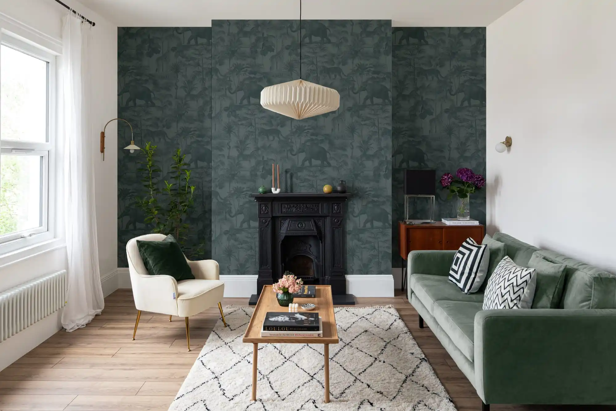 Luxury bedroom wallpaper installation