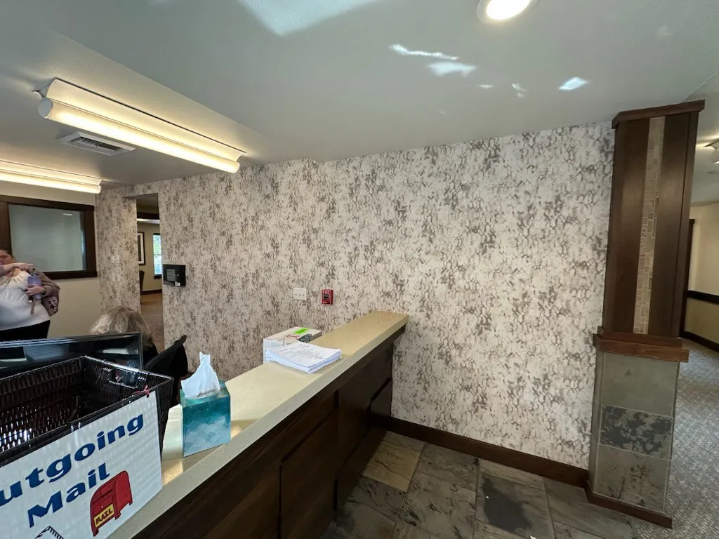 Commercial wallcovering installation in Denver office lobby