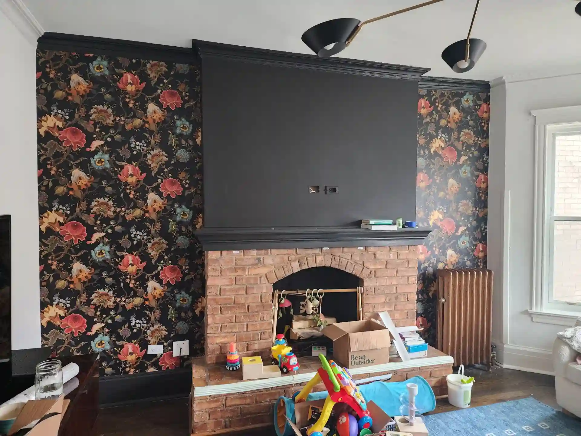 Accent wall wallpaper installation in Denver home